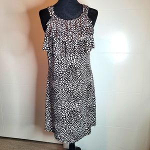 Enfocus Studio Black & White Ruffle-Trim Midi Dress